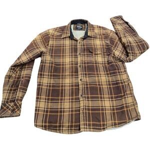 VTG Billabong  Cotton Fleece Lined Brown Plaid Shirt-jacket Sz M